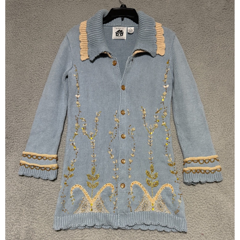 Vintage Handknits by Storybrook Knits Chunky knit long tunic cardigan size XS
